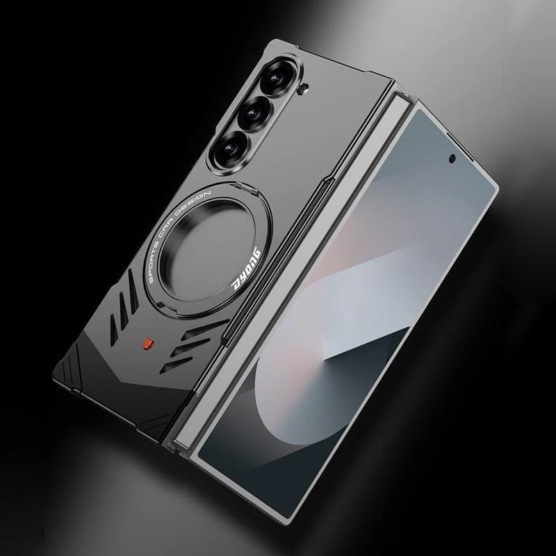 Galaxy Z Fold 6 Magnetic Aluminum Alloy Metal Rimless Frame Heat Dissipation Stand Phone Case