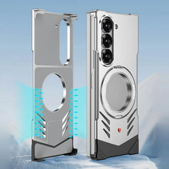 Galaxy Z Fold 6 Magnetic Aluminum Alloy Metal Rimless Frame Heat Dissipation Stand Phone Case