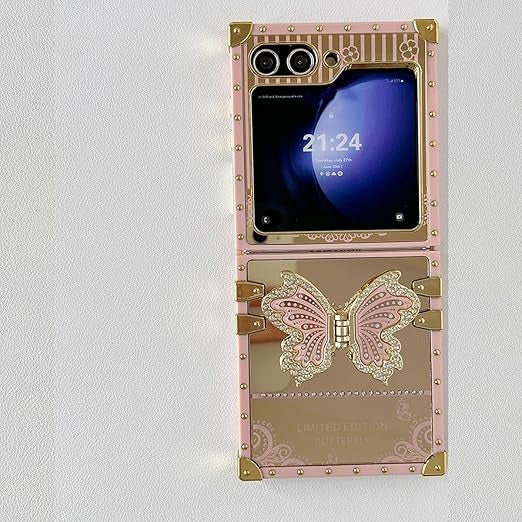 Samsung Galaxy Z Flip 6 Butterfly Glitter Kickstand Case