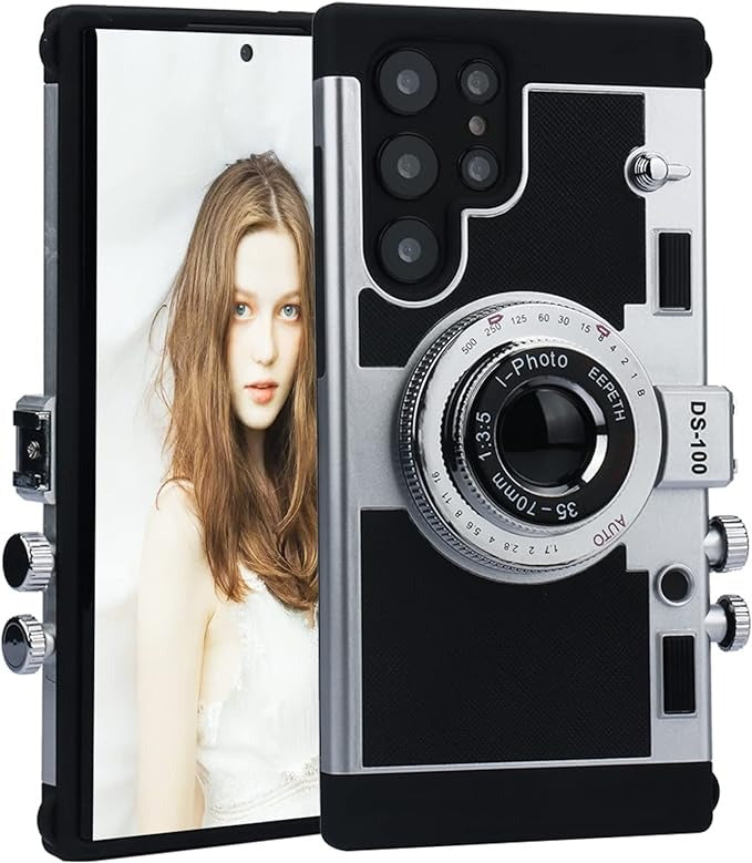 Samsung S22 Ultra 3D Retro Vintage Camera Case Cover