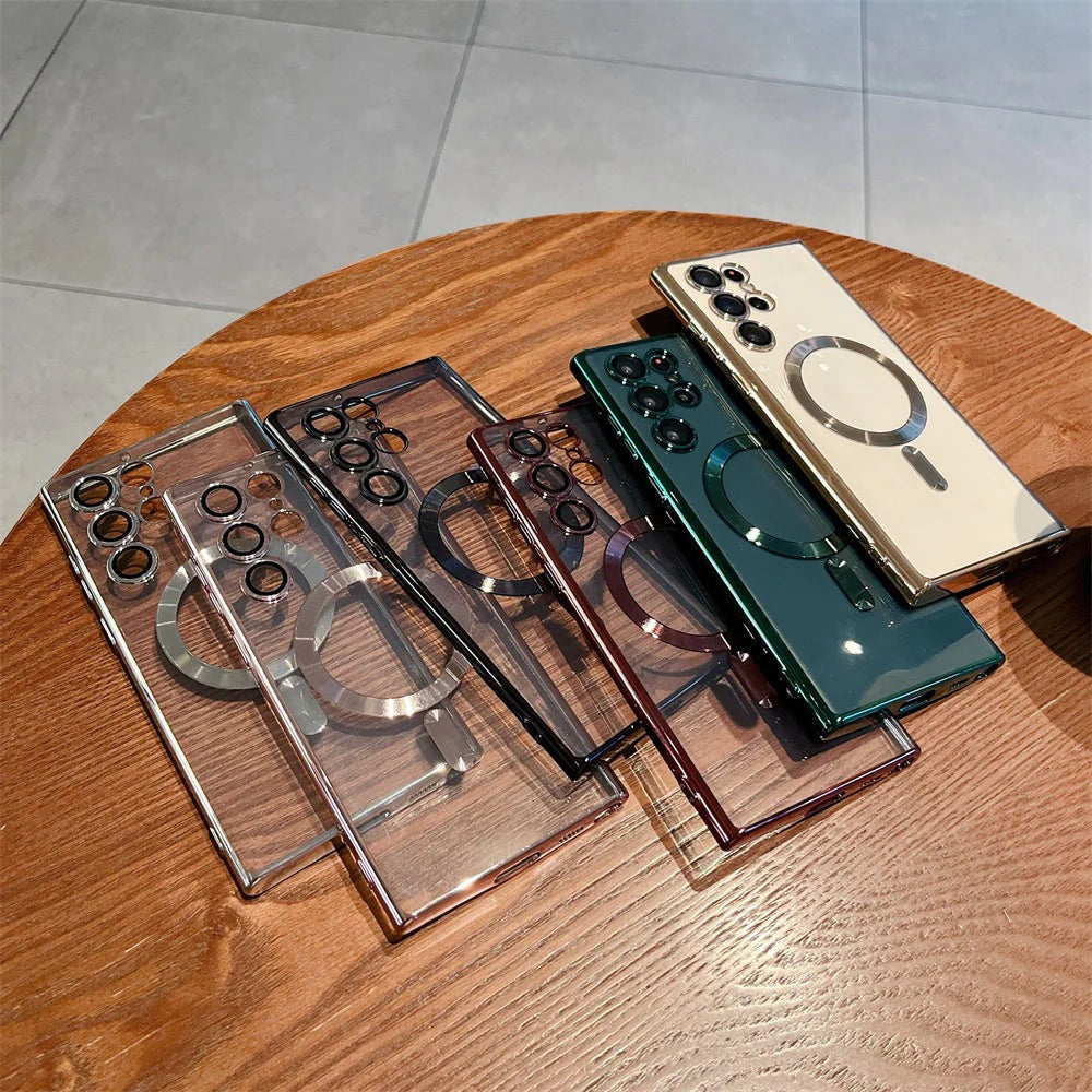 Samsung Galaxy S24 Ultra Magsafe Magnetic Transparent Phone Case With Lens Protector