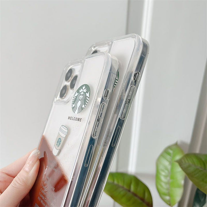 iPhone 15 Series SB Liquid Coffee Floating Cup Case Cover