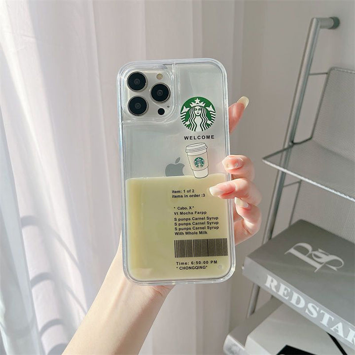 iPhone 15 Series SB Liquid Coffee Floating Cup Case Cover