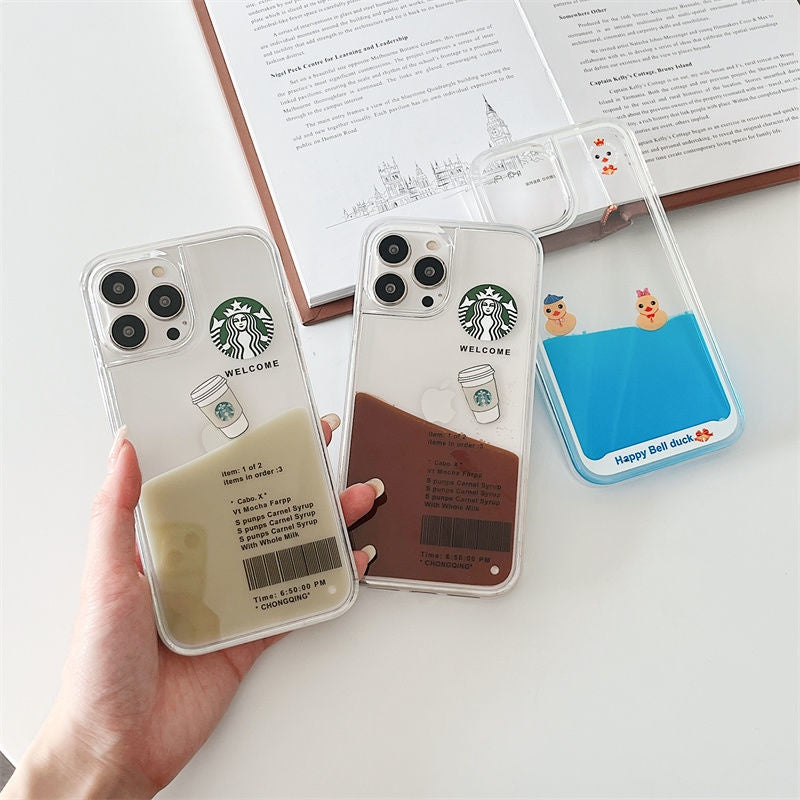 iPhone 15 Series SB Liquid Coffee Floating Cup Case Cover