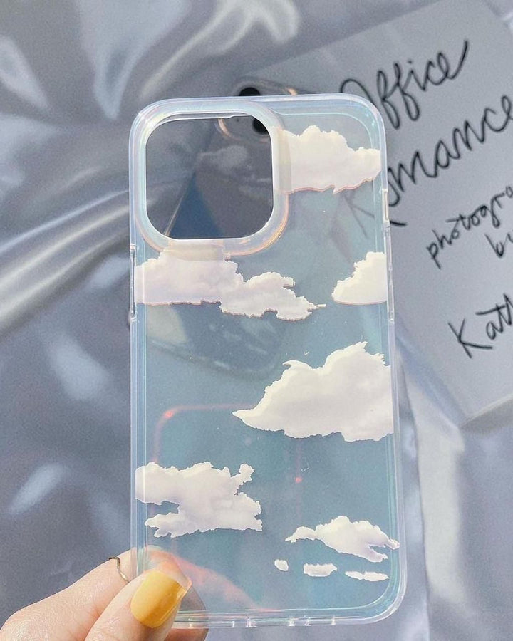 iPhone 15 Series Holographic Cloud Pattern Case Cover