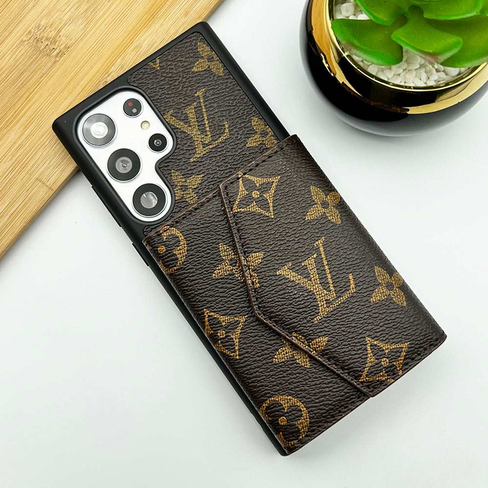 Samsung Galaxy S24 Ultra Luxury Brand Leather Wallet Card Holder Case Cover