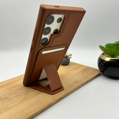 Samsung Galaxy S24 Ultra Premium PU Leather Card Holder Case Cover With Stand