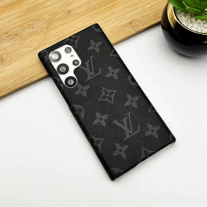 Samsung Galaxy S24 Ultra Luxury Brand Leather Phone Case (Black)