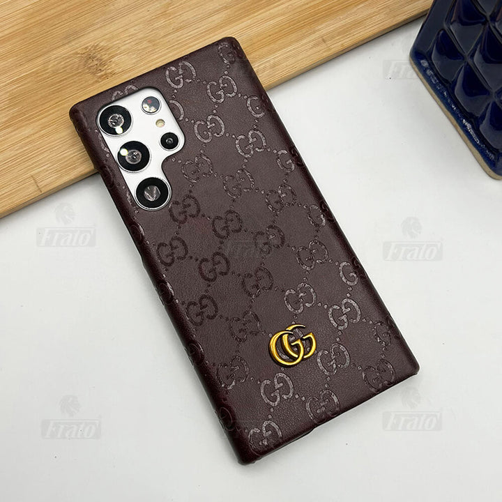Samsung Galaxy S23 Ultra Luxury GG Fashion Leather Brand Case Cover