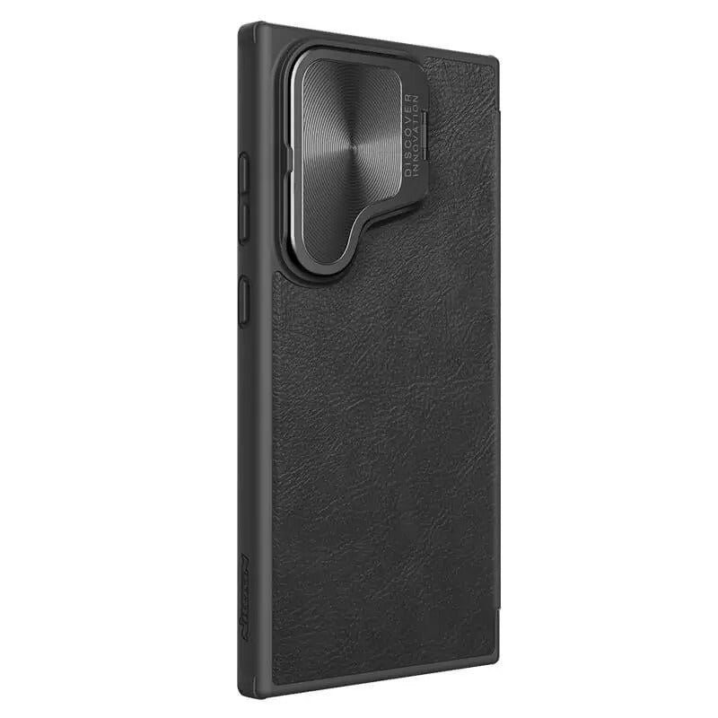 Samsung Galaxy S24 Ultra Camera Protection Nillkin Qin Prop Leather Flip Cover Black