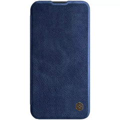 iPhone 14 Pro Camera Protection QIN Leather Flip Case Blue