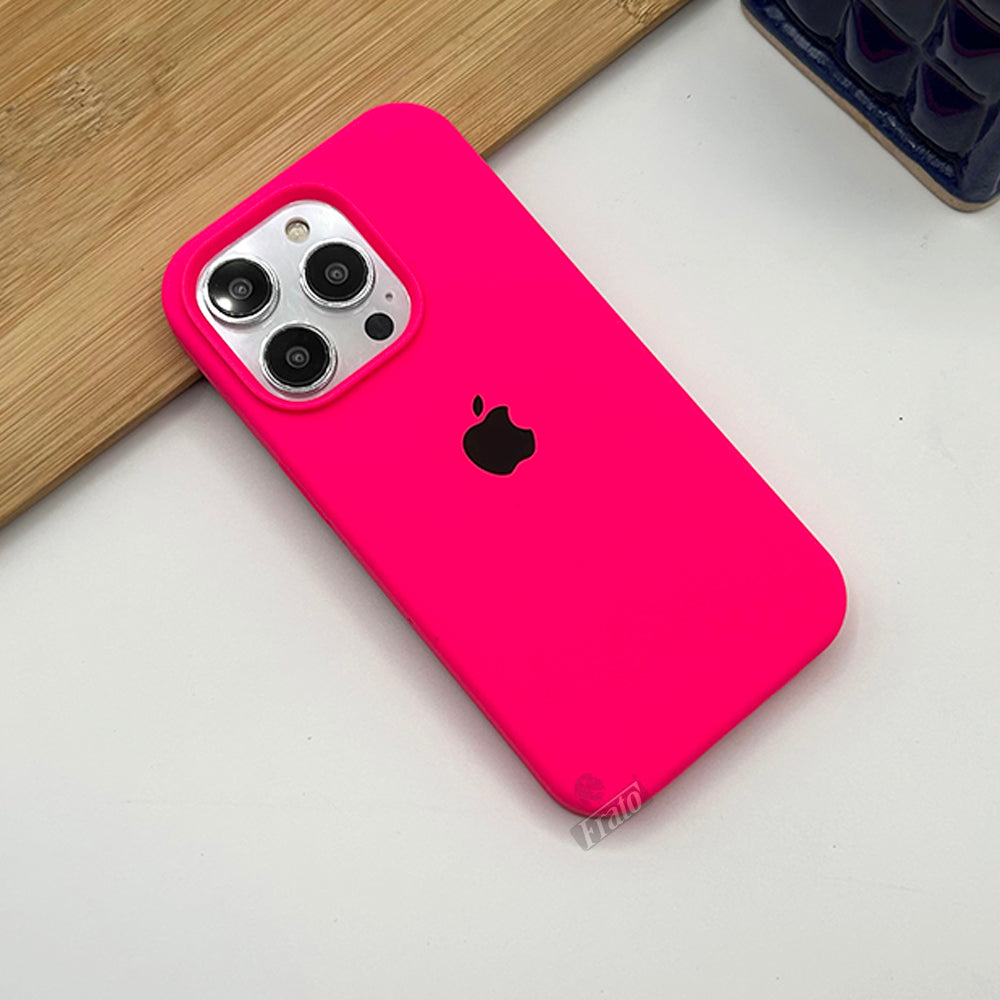 iPhone 16 Series Liquid Silicone Case Cover (Neon Pink)
