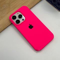 iPhone 16 Series Liquid Silicone Case Cover (Neon Pink)