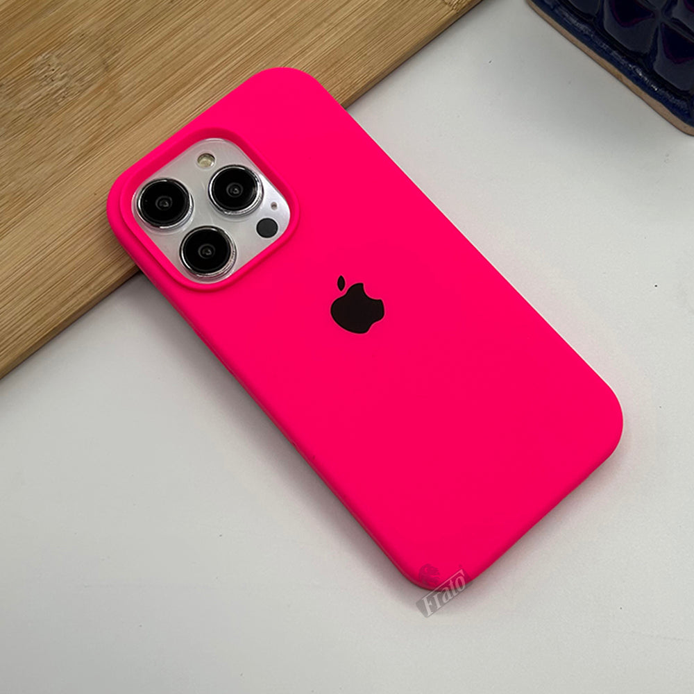 iPhone 16 Series Liquid Silicone Case Cover (Neon Pink)